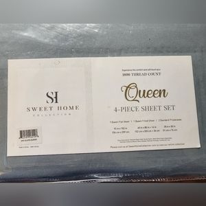 Sweet Home 4pc sheet set Queen. Slate